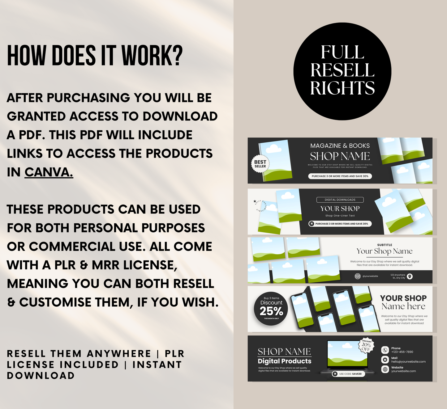 PLR 10 Etsy Shop Banner Covers