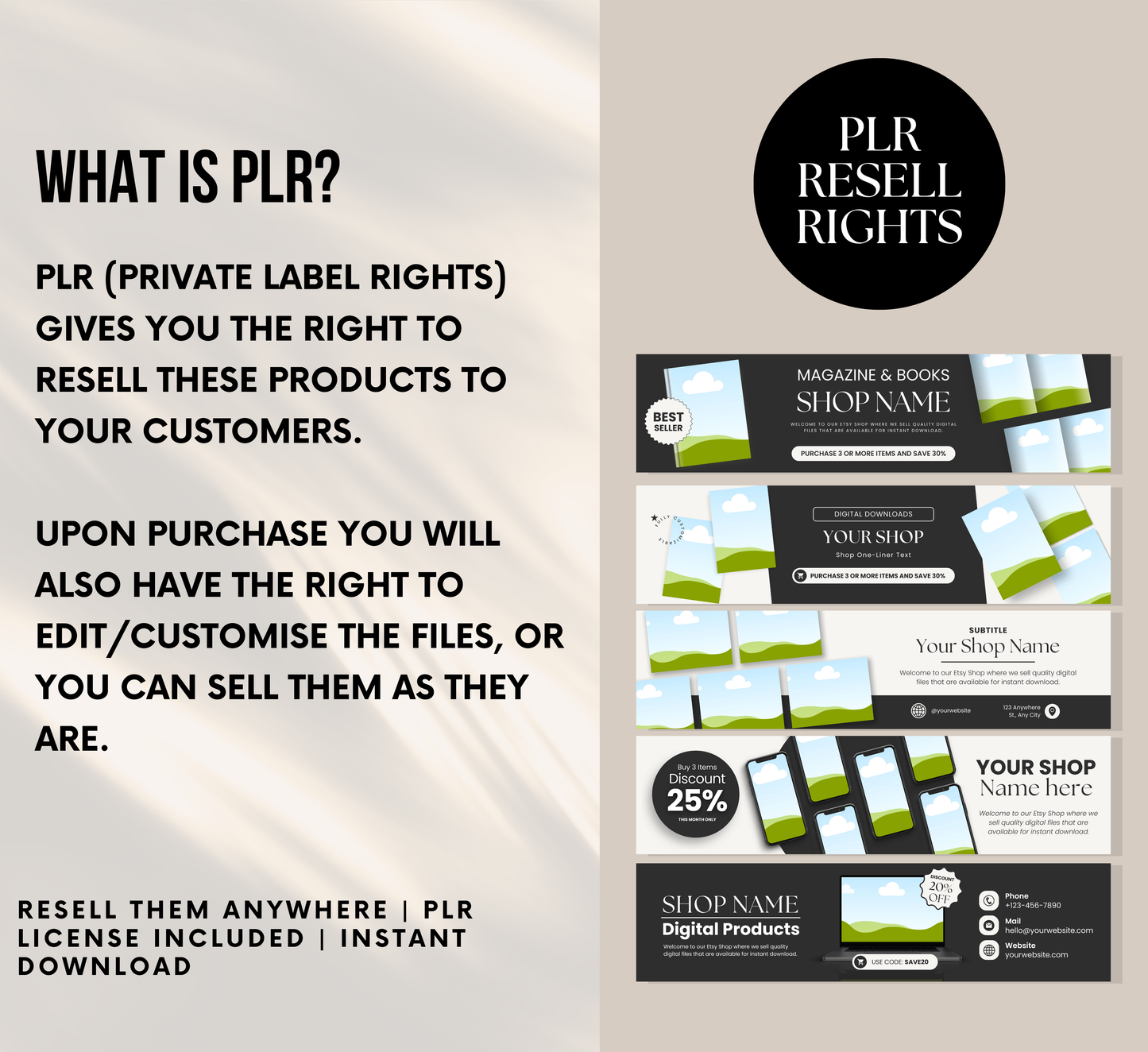 PLR 10 Etsy Shop Banner Covers
