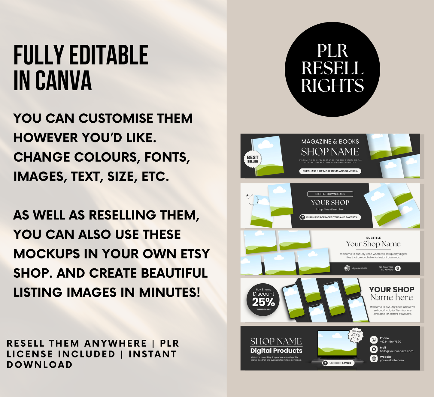 PLR 10 Etsy Shop Banner Covers