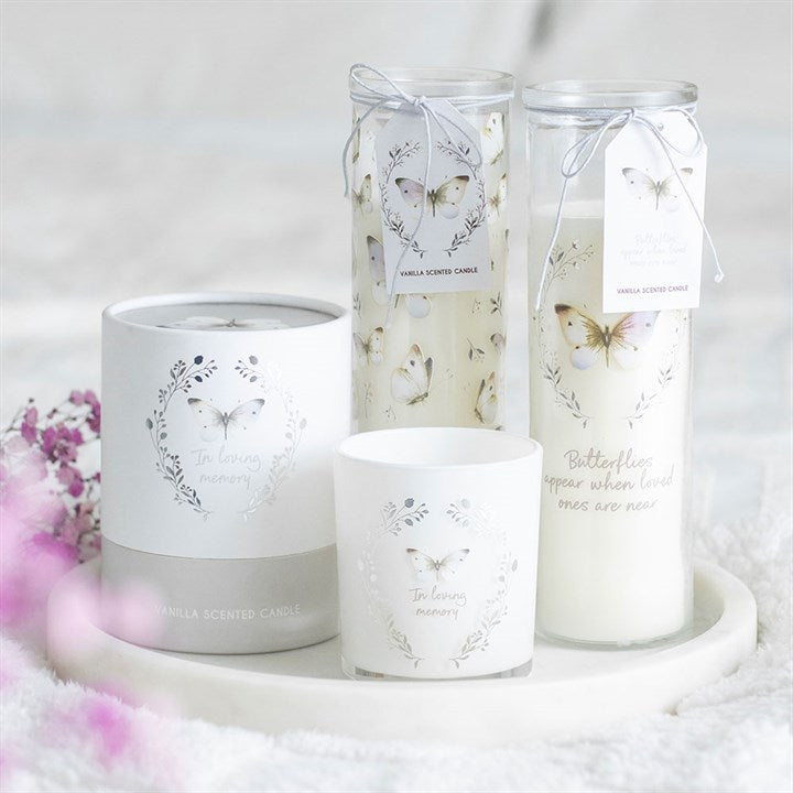 In Loving Memory White Butterfly Vanilla Candle