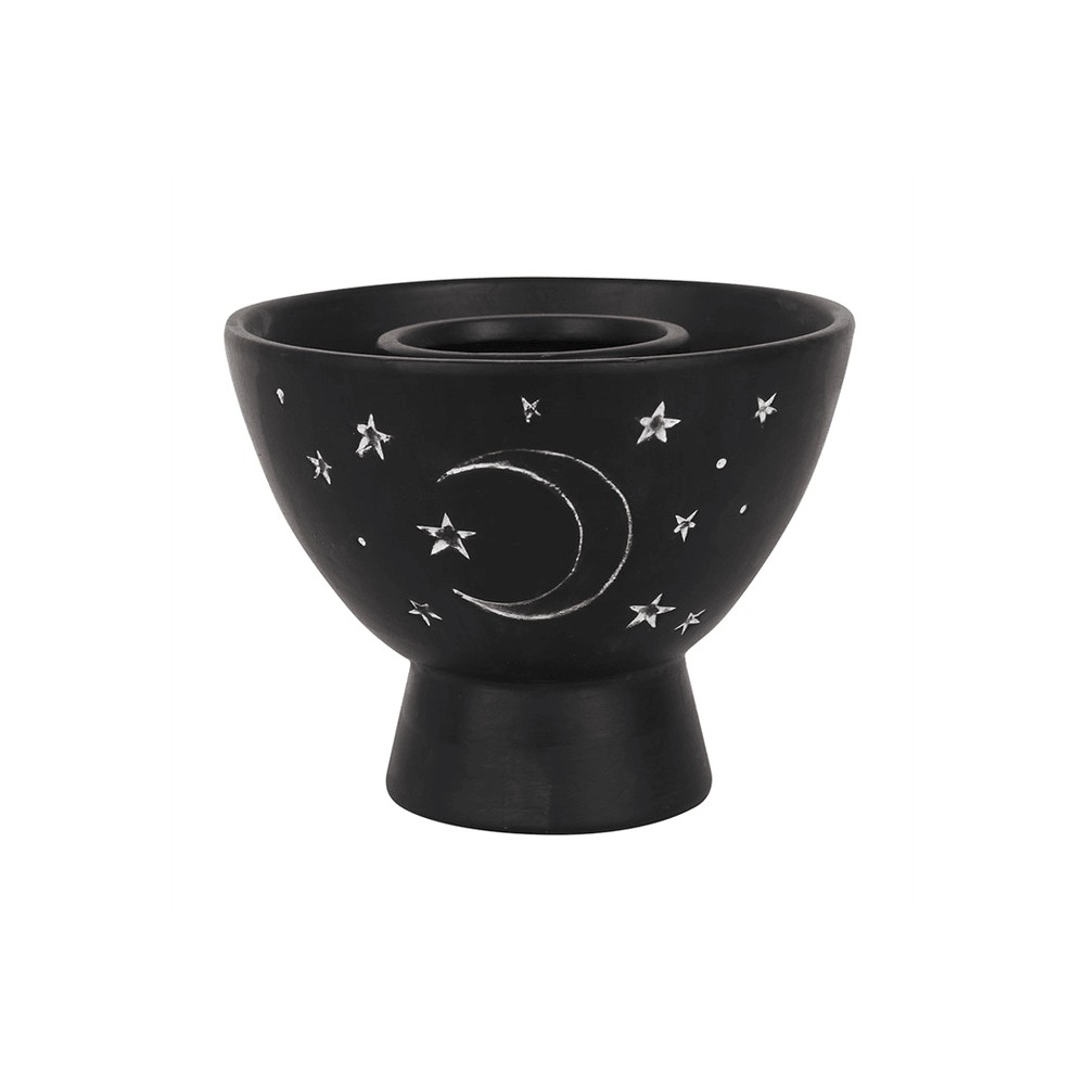 Black Moon and Stars Terracotta Smudge Bowl