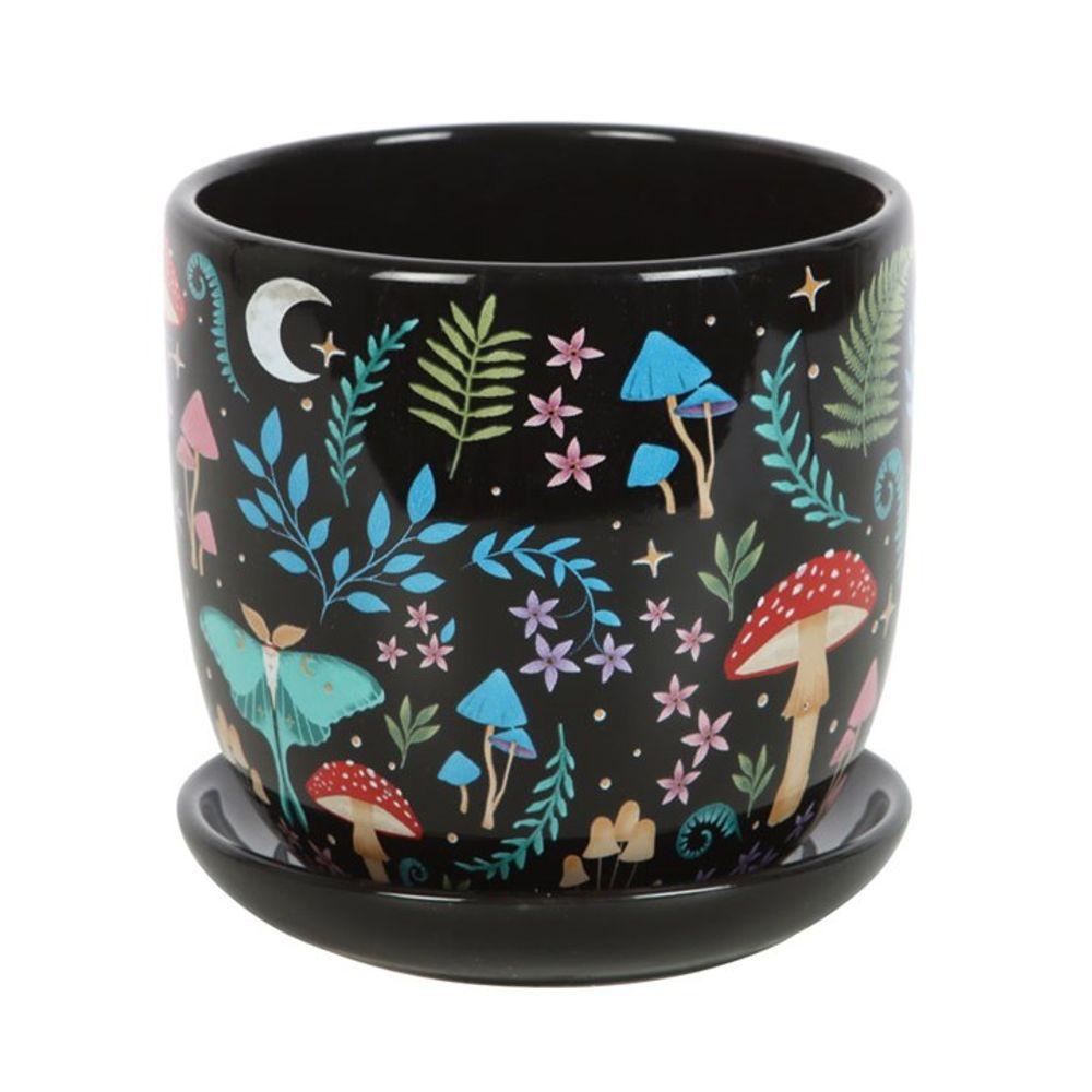Small Dark Forest Ceramic Plant Pot & Saucer