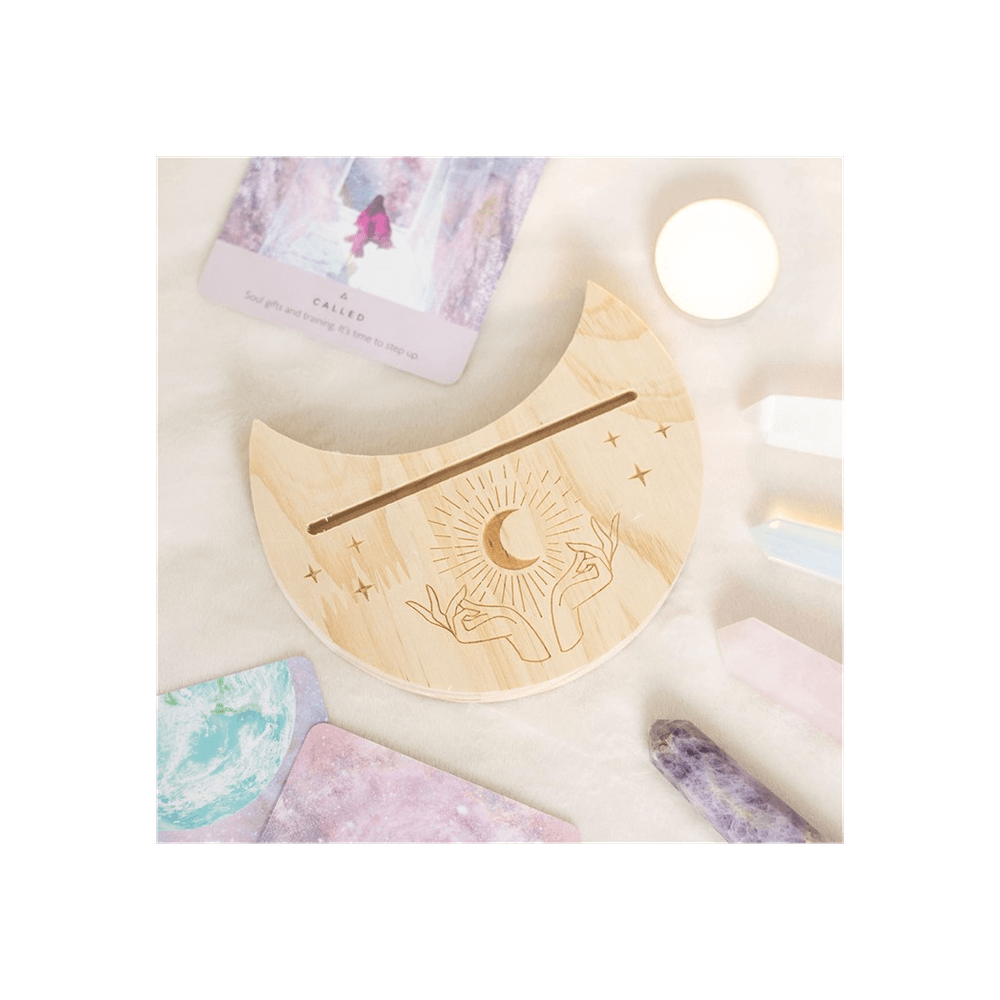 Natural Mystical Hands Crescent Moon Card Stand