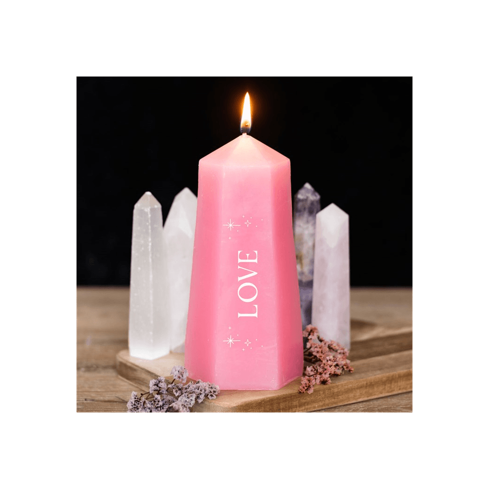 Love Crystal Candle with Rough Rose Quartz