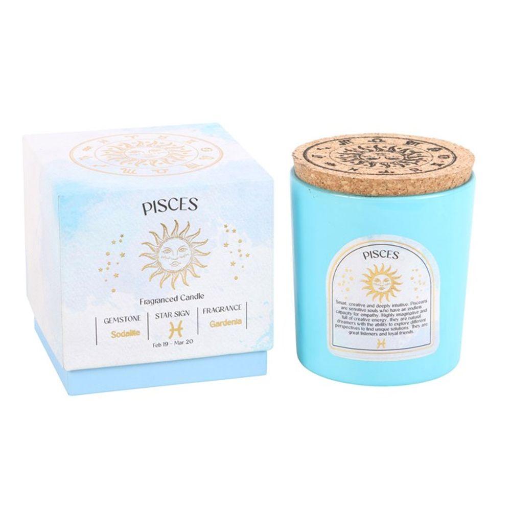 Small Pisces Gardenia Gemstone Zodiac Candle