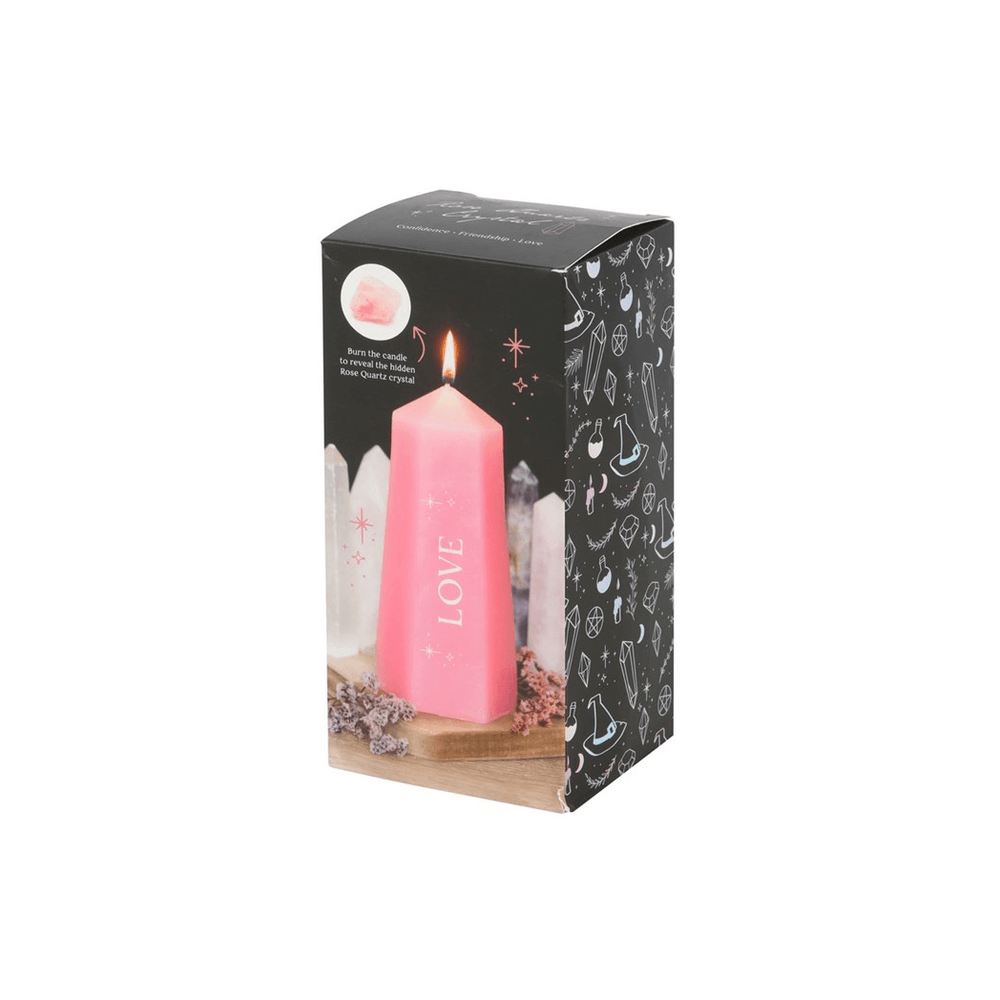 Love Crystal Candle with Rough Rose Quartz