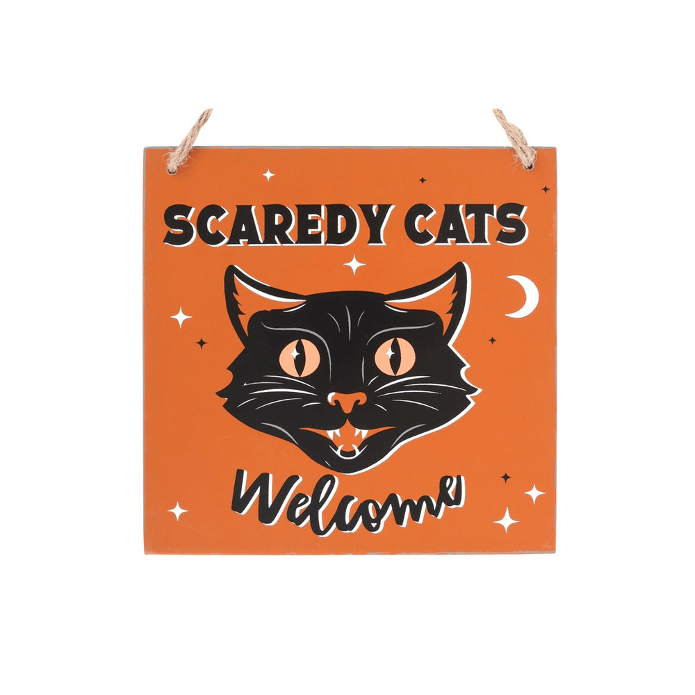 Scaredy Cats Welcome Hanging Sign