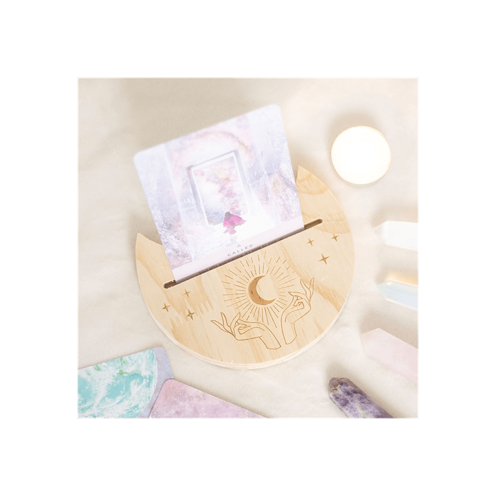 Natural Mystical Hands Crescent Moon Card Stand