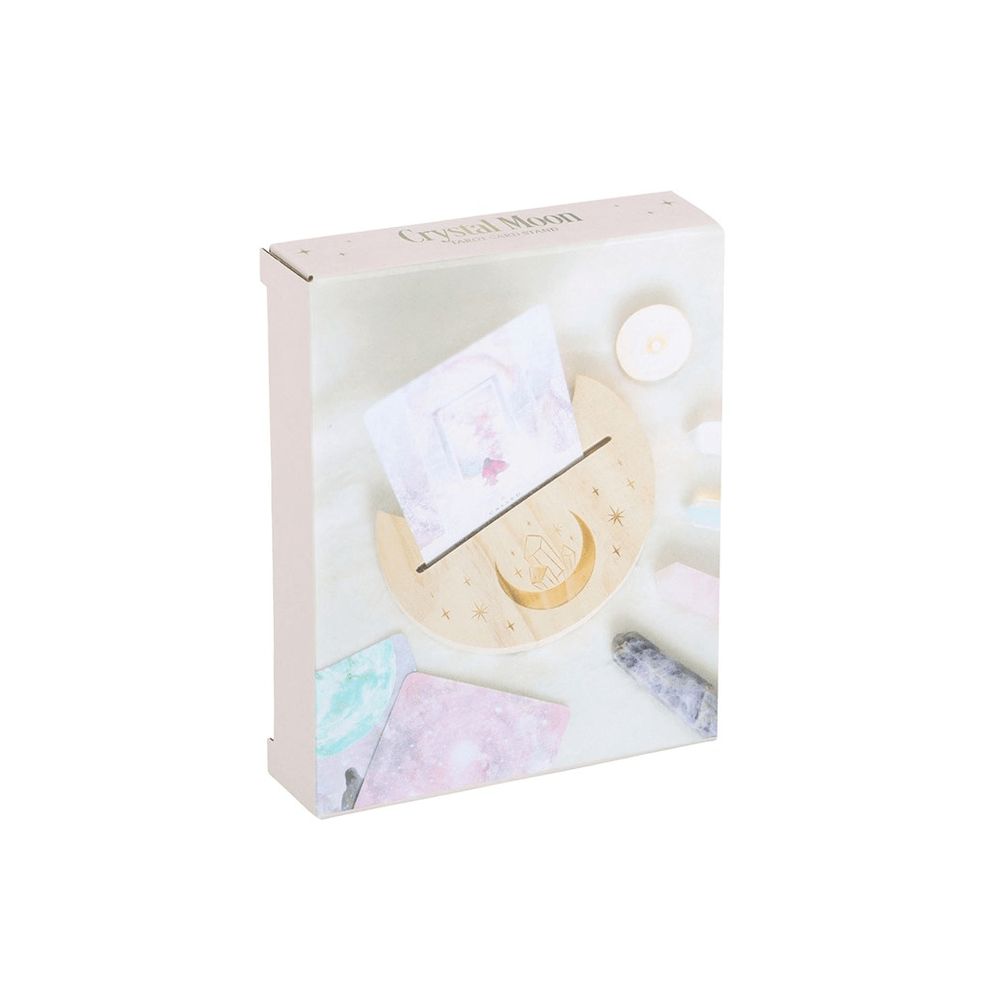Natural Crystal Crescent Moon Card Stand