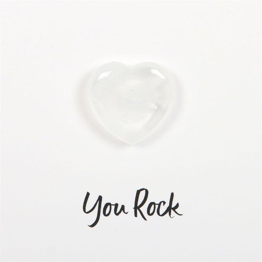 You Rock Clear Quartz Crystal Heart Greeting Card