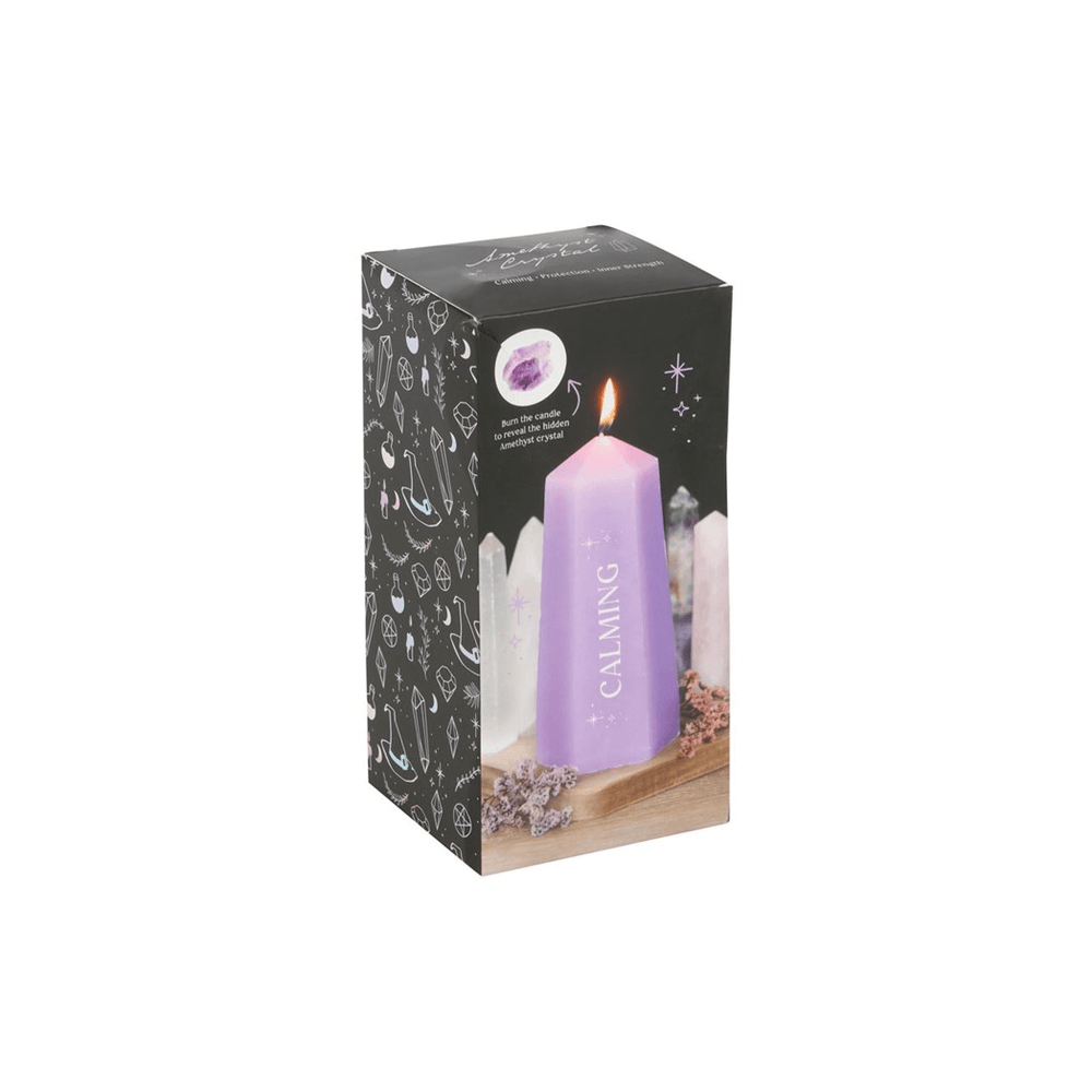 Calming Crystal Candle with Rough Amethyst