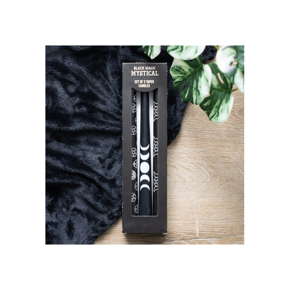 Set of 3 Black Magic Mystical Taper Candles