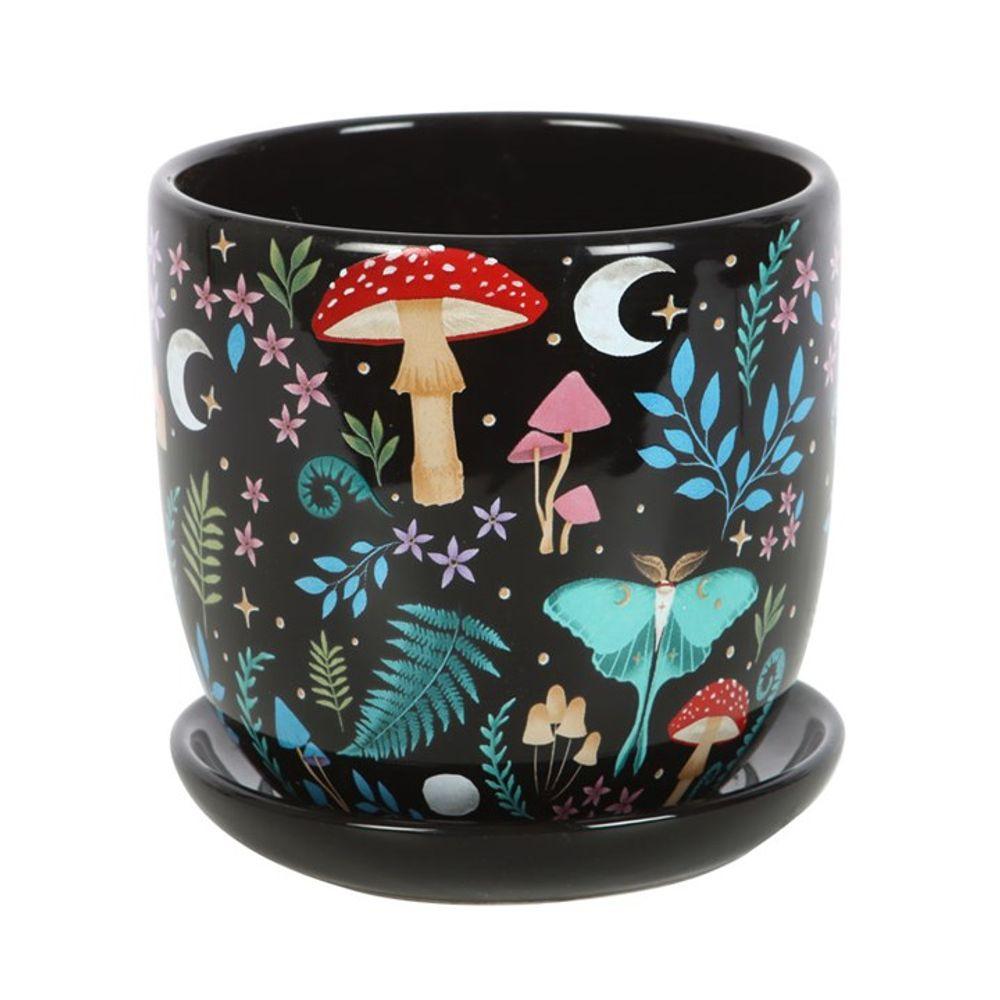 Small Dark Forest Ceramic Plant Pot & Saucer
