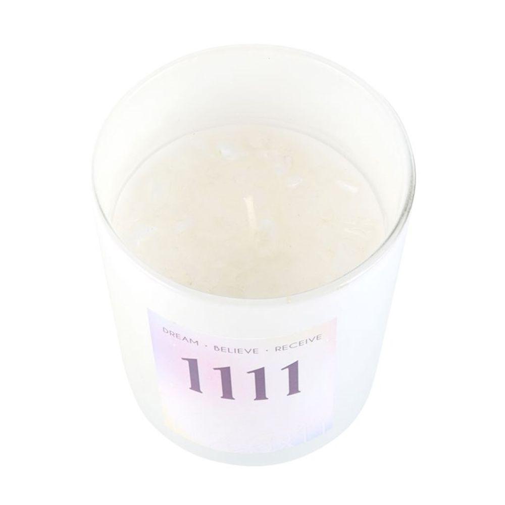 1111 Angel Number Crystal Chip Candle