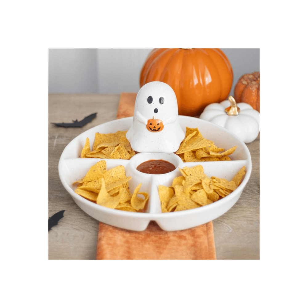 Ceramic Ghost Chip & Dip Snack Dish