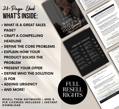 PLR/MRR Write A Sales Page That Converts Ebook & Workbook