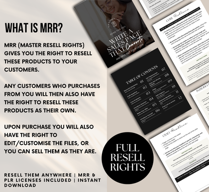 PLR/MRR Write A Sales Page That Converts Ebook & Workbook