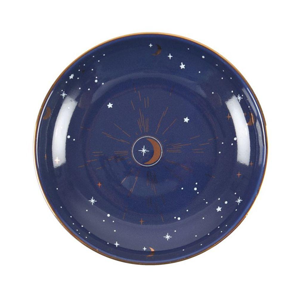 10.5cm Ceramic Blue Crescent Moon Trinket Dish - Pixica