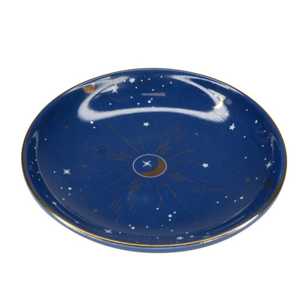 10.5cm Ceramic Blue Crescent Moon Trinket Dish - Pixica