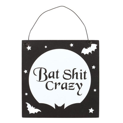 10cm Bat Shit Crazy Hanging Sign - Pixica