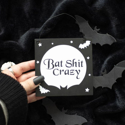 10cm Bat Shit Crazy Hanging Sign - Pixica