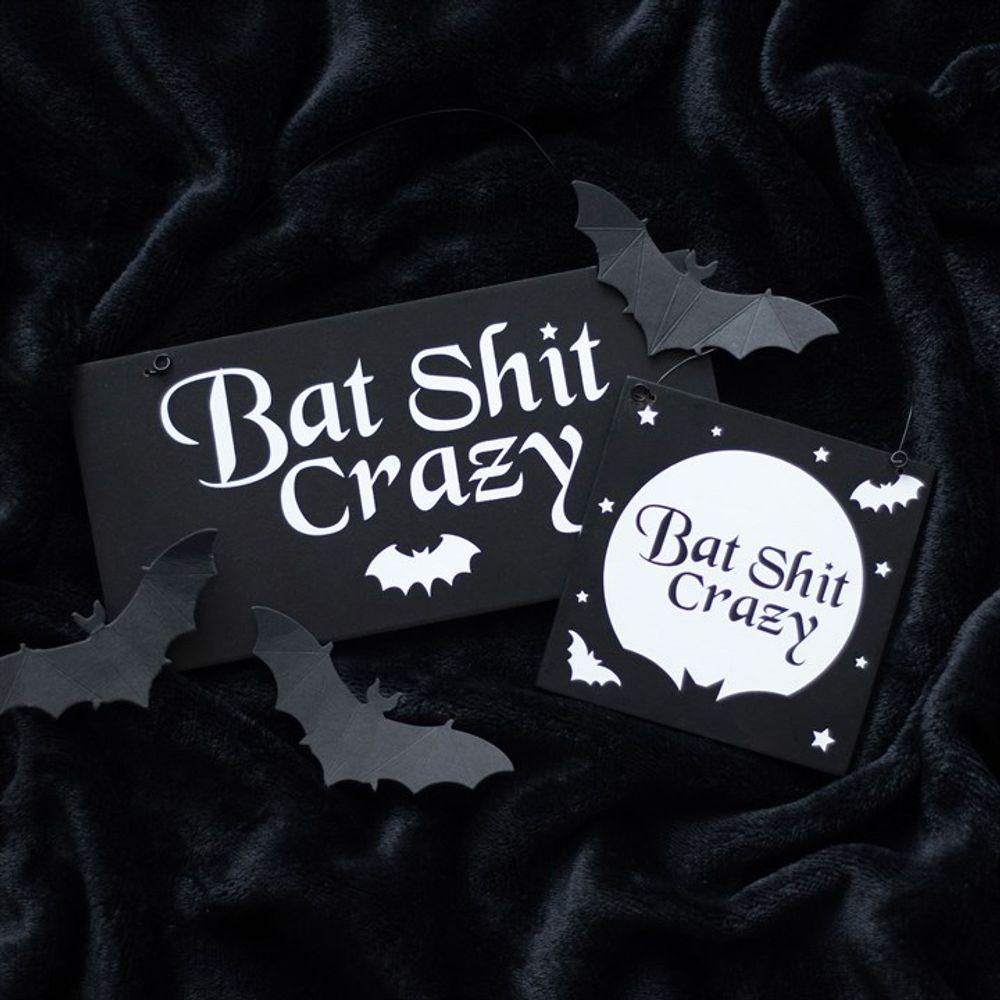 10cm Bat Shit Crazy Hanging Sign - Pixica
