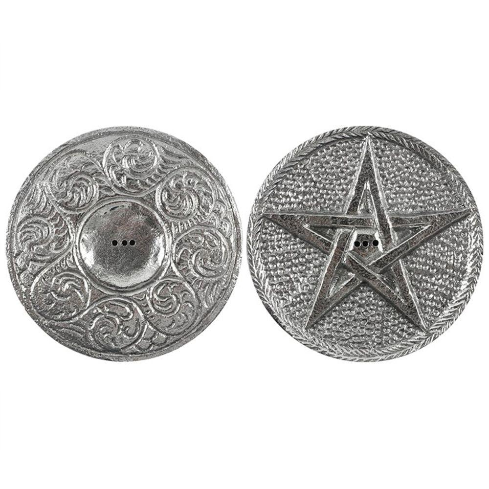 10cm Silver Pentagram Incense Holder - Pixica