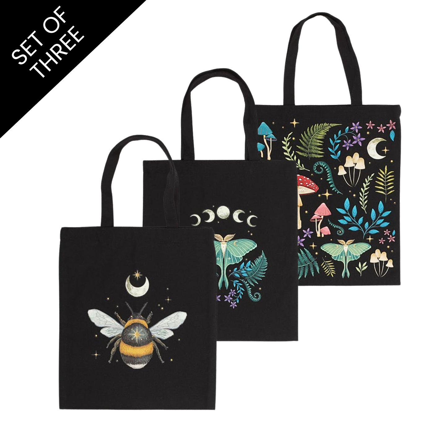 Dark Forest Mixed Tote Bag Set of 3