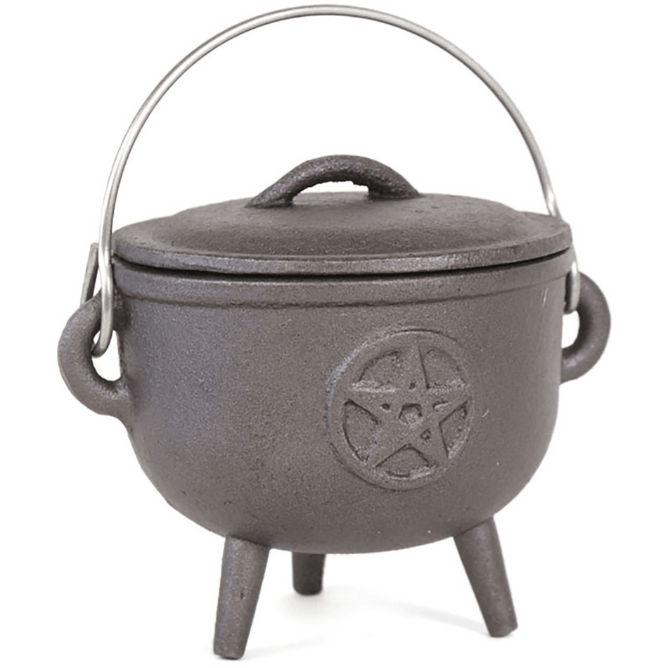 11cm Cast Iron Cauldron With Pentagram
