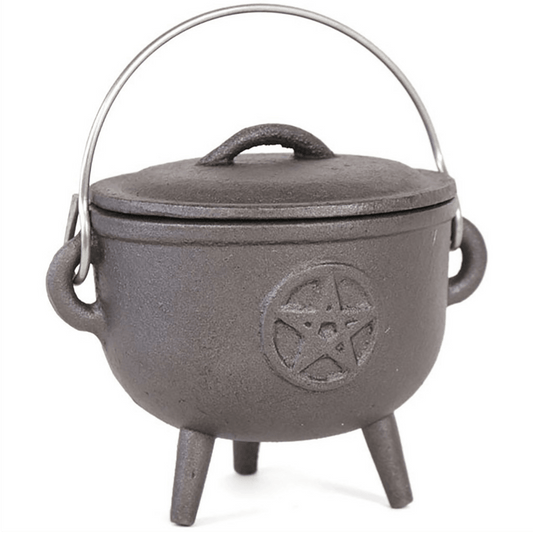 11cm Cast Iron Cauldron With Pentagram
