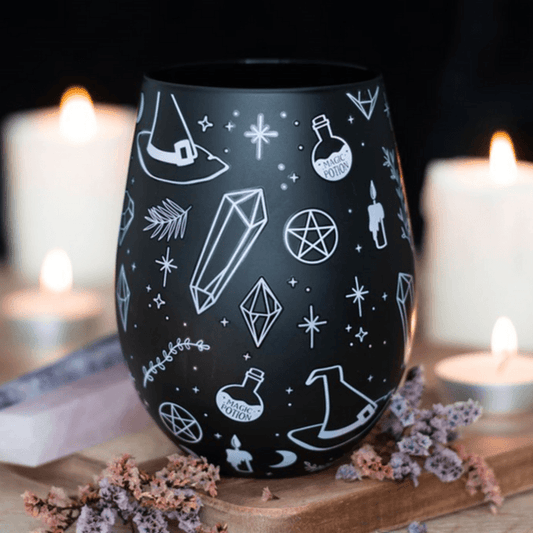 Crystal Witch Print Stemless Glass