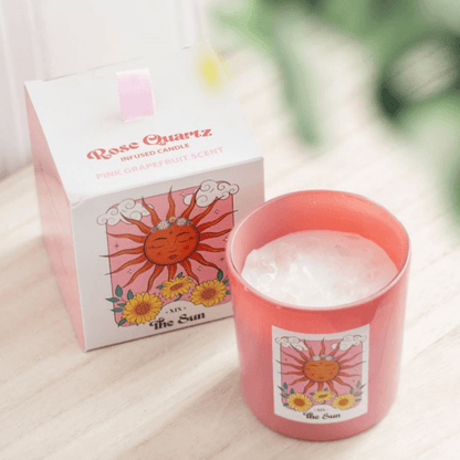 Sun Rose Quartz Crystal Chip Candle
