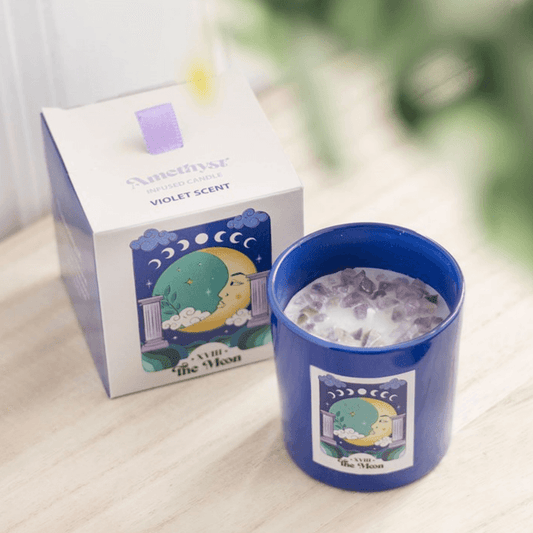Small Moon Amethyst Crystal Chip Candle
