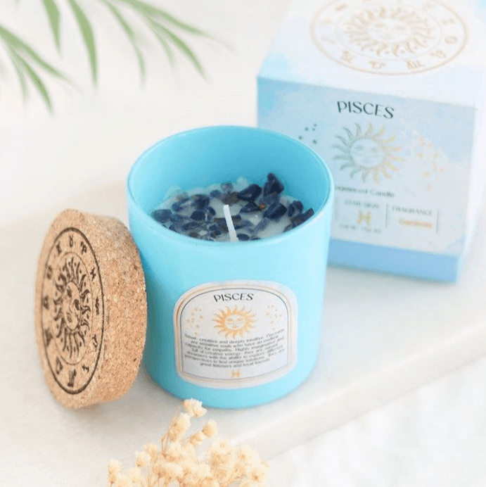 Pisces Gardenia Gemstone Zodiac Candle