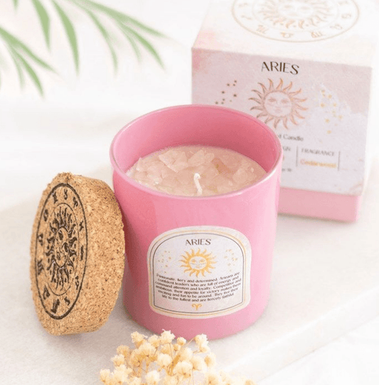 Small Aries Cedarwood Gemstone Zodiac Candle