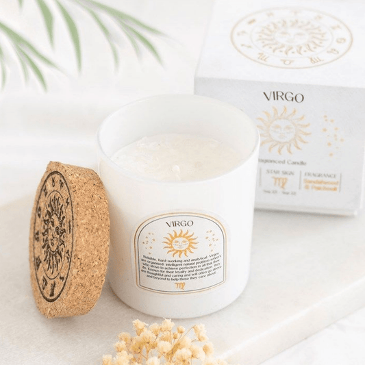 Small Virgo Sandalwood & Patchouli Gemstone Zodiac Candle
