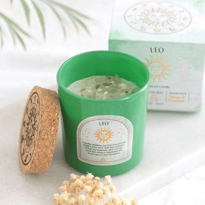 Small Leo Orange & Bergamot Gemstone Zodiac Candle