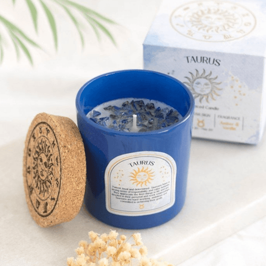 Taurus Amber & Vanilla Gemstone Zodiac Candle