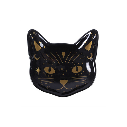 Magick Black Cat Face Trinket Dish