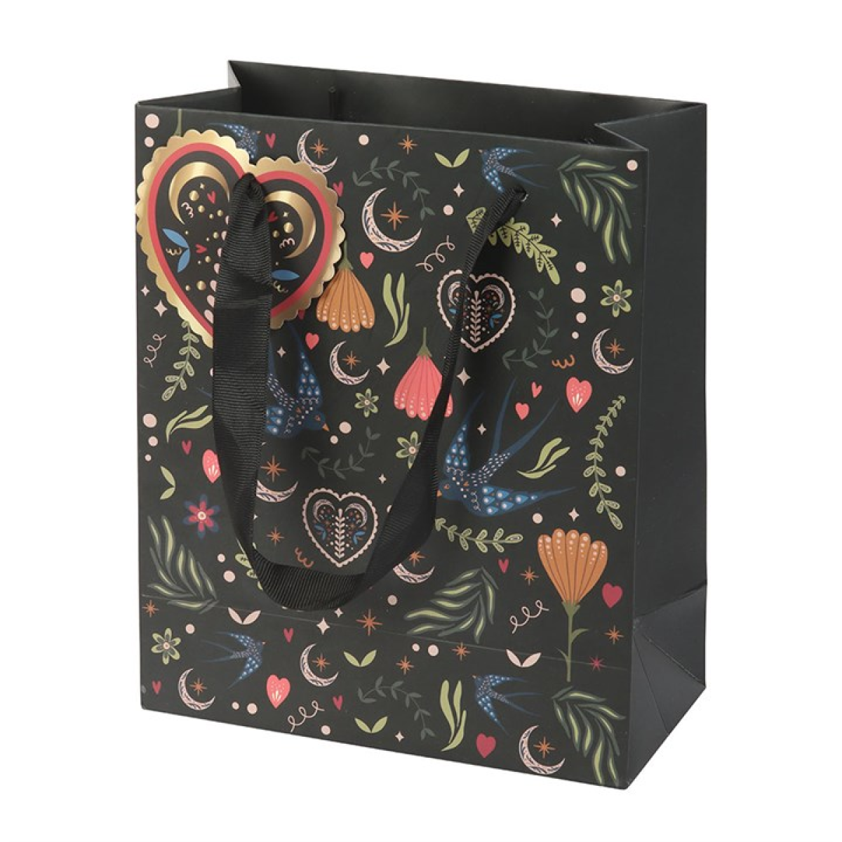 23cm Black Midnight Bloom Print Gift Bag