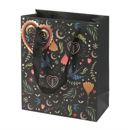 23cm Black Midnight Bloom Print Gift Bag