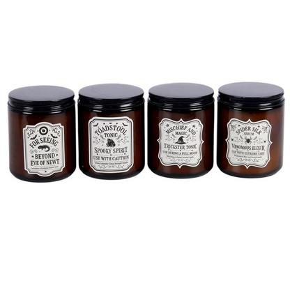 Set of 4 Witch's Apothecary Amber Jar Candles