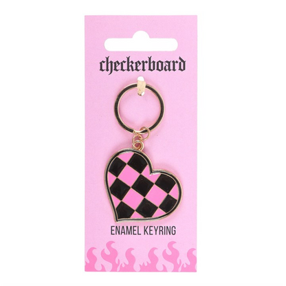 Checkerboard Heart Keyring