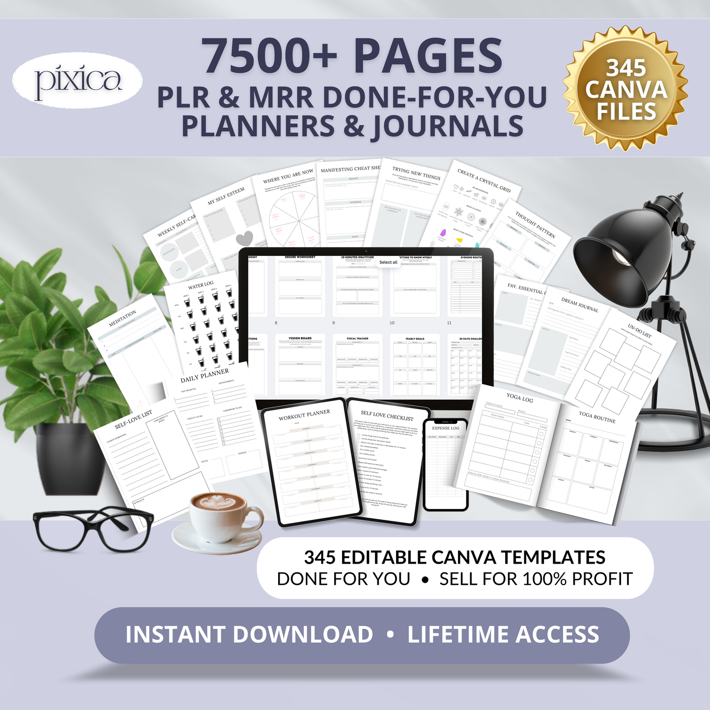 PLR/MRR 7500+ Pages Digital Planners, Journals & Trackers