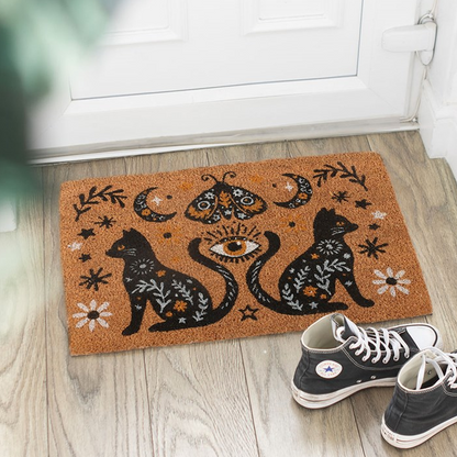 Natural Frightful Folk Cat Doormat