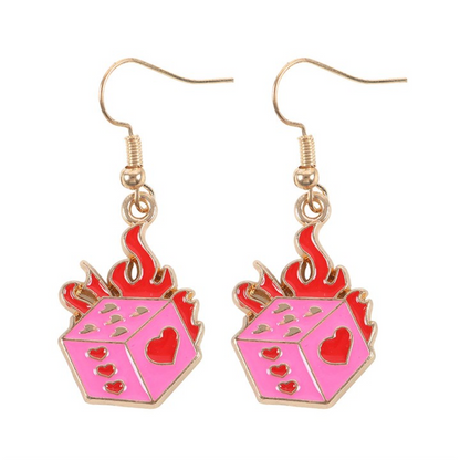 Burning Dice Earrings