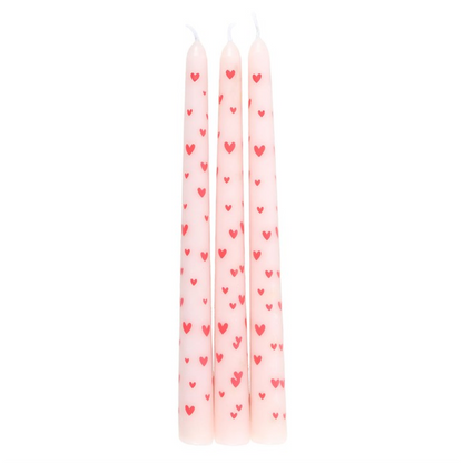 Set of 3 Love Heart Taper Candles