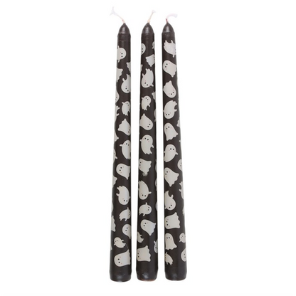 Set of 3 Ghost Print Taper Candles