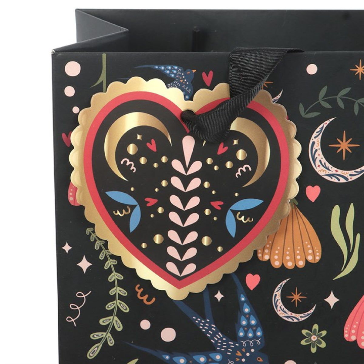 23cm Black Midnight Bloom Print Gift Bag