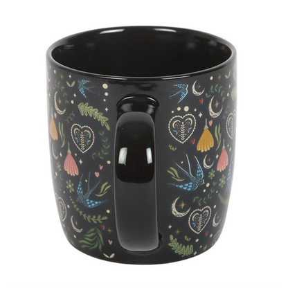 Black Midnight Bloom Print Mug